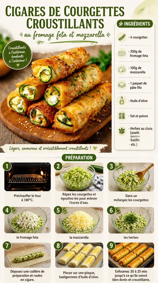 Cigars de courgettes croustillants avec feta et mozzarella
