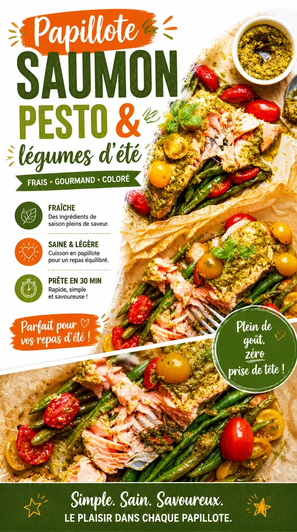 Papillote de saumon pesto avec légumes d'été frais