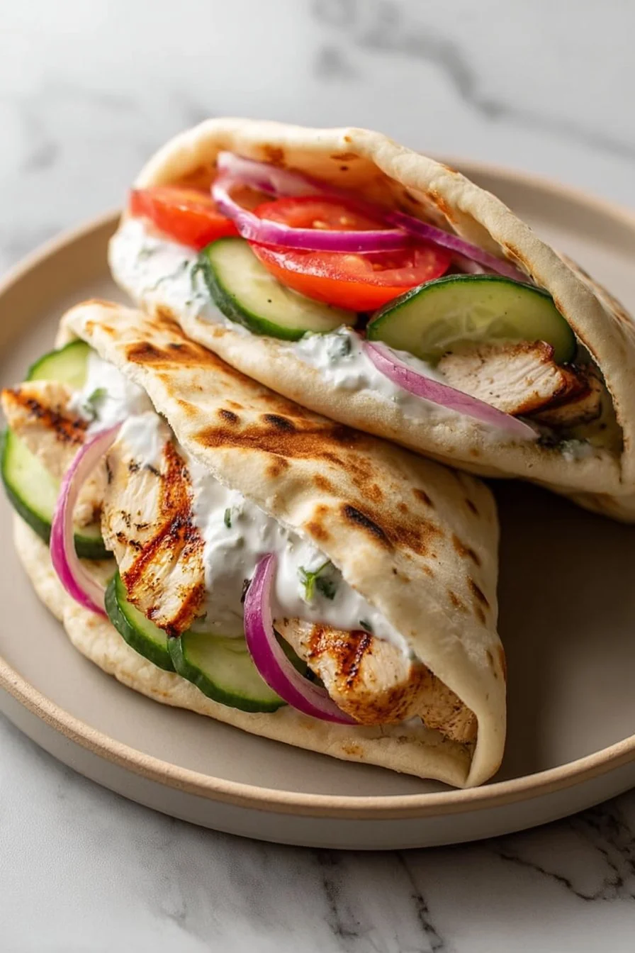 Pitas au poulet grec avec tzatziki dans une mijoteuse