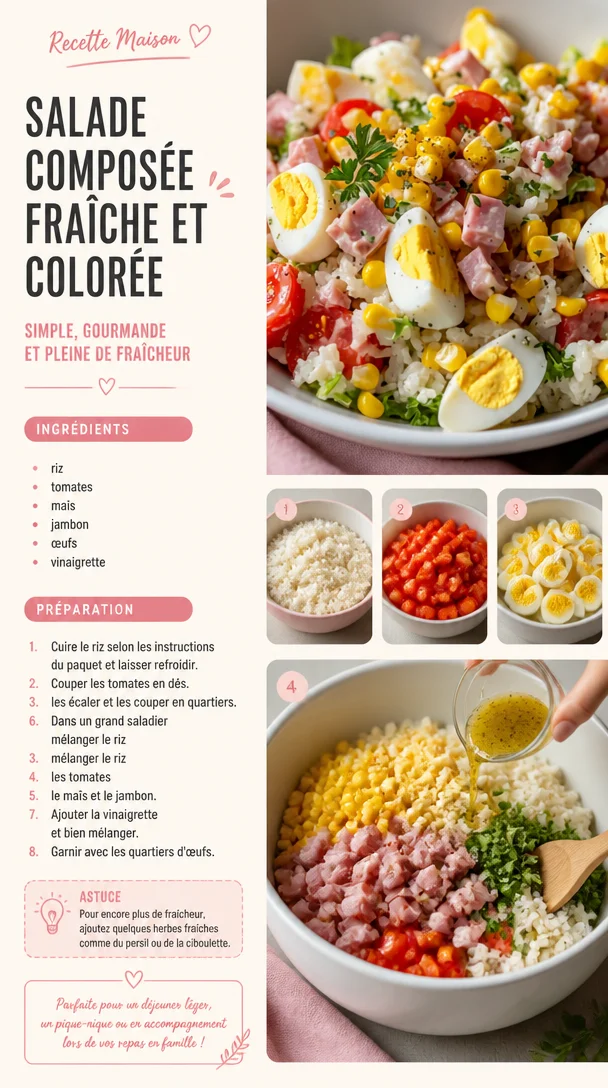 Salade composée fraîche et colorée avec légumes et ingrédients savoureux