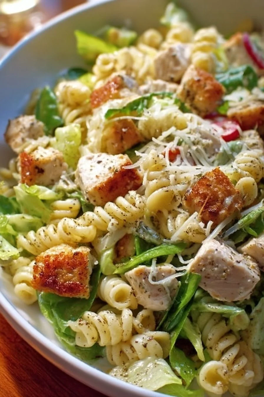 Salade de pâtes au poulet César préparée en 30 minutes