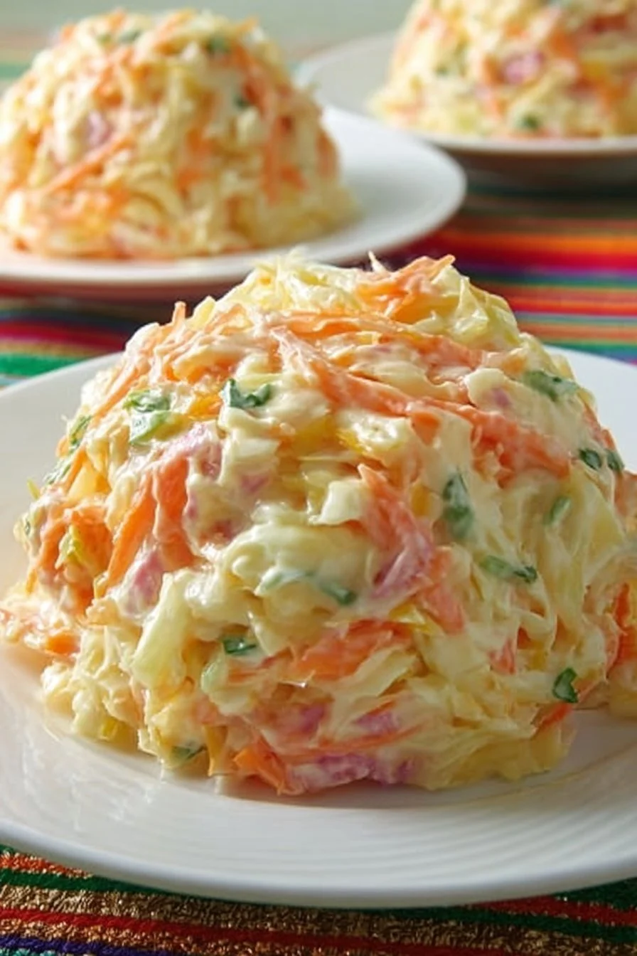 Salade froide de surimi et ananas servie dans un bol coloré