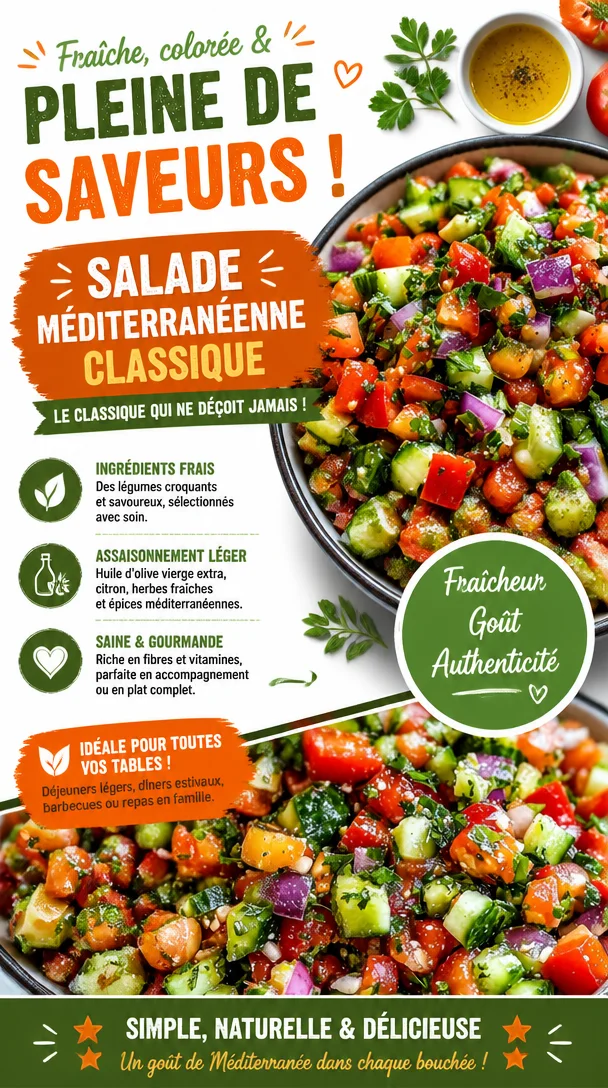 Salade Méditerranéenne Classique avec légumes frais et olives