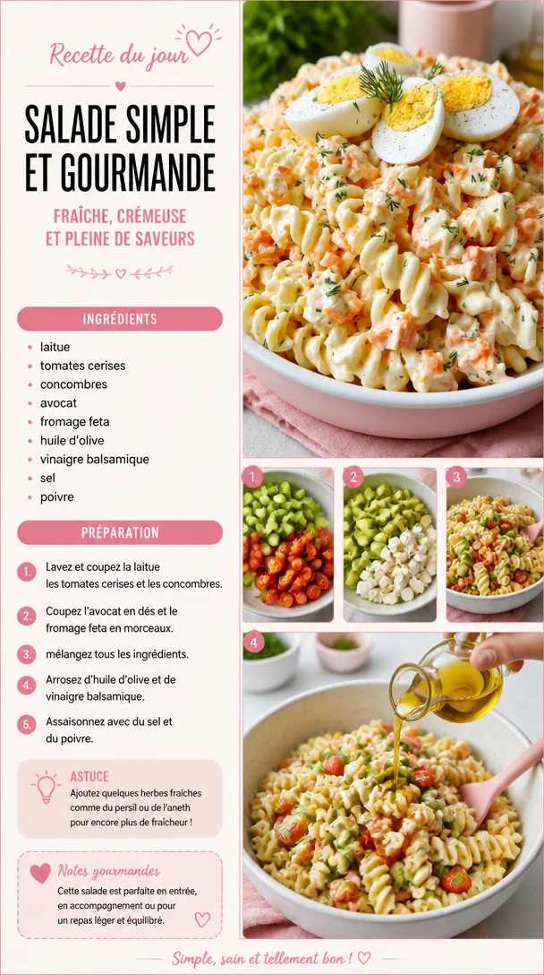 Recette de salade simple et gourmande avec des ingrédients frais