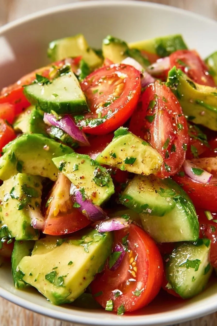 Salade tomate, concombre et avocat