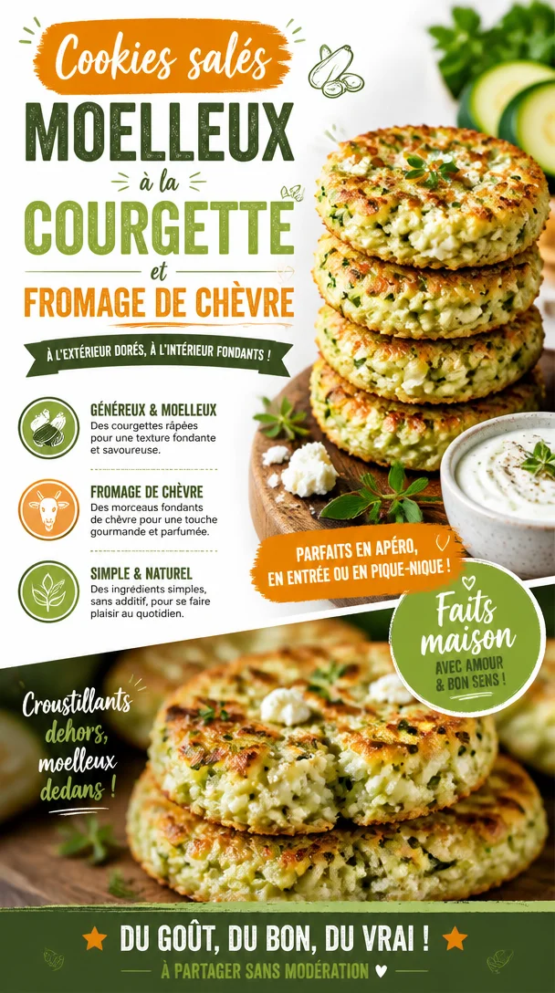 Cookies salés et moelleux avec zucchini et fromage de chèvre