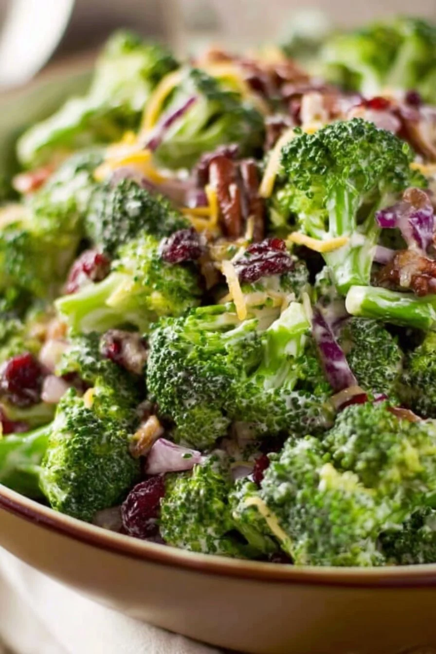 Salade de brocolis facile au bacon, recette délicieuse et rapide.