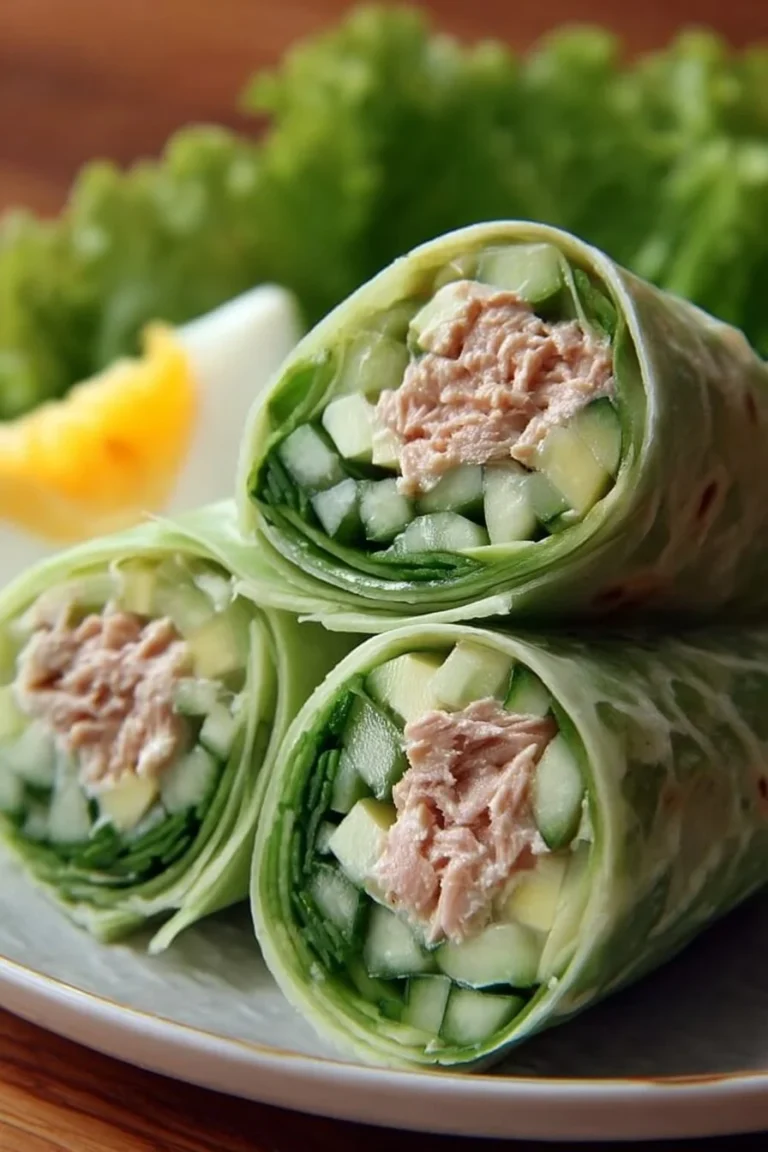 Wraps Froids au Thon, Concombre et Fromage prêts à être dégustés