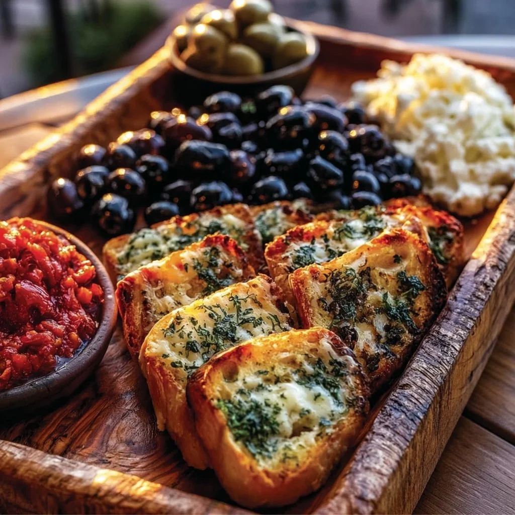 Assortiment d'antipasti crus et fromages pour un apéritif estival.