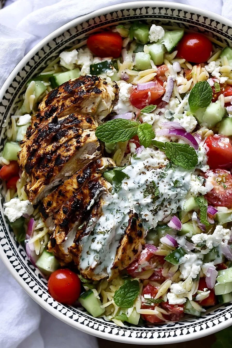 Bol de Poulet Orzo Grec
