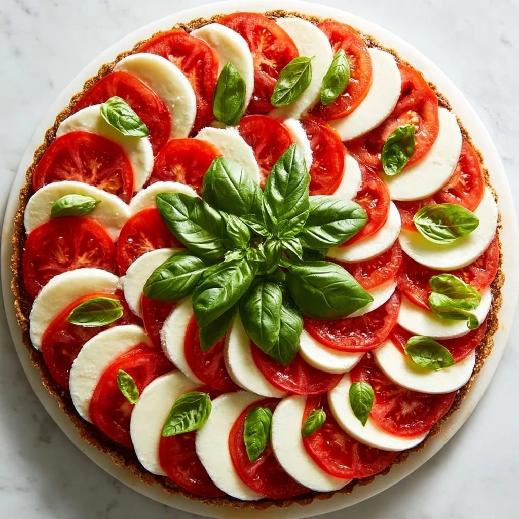 Salade Caprese avec tomates, mozzarella, basilic, balsamique et parmesan
