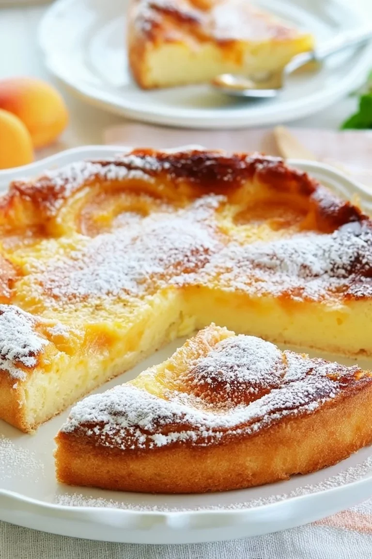 Clafoutis aux abricots, un dessert français traditionnel et savoureux.