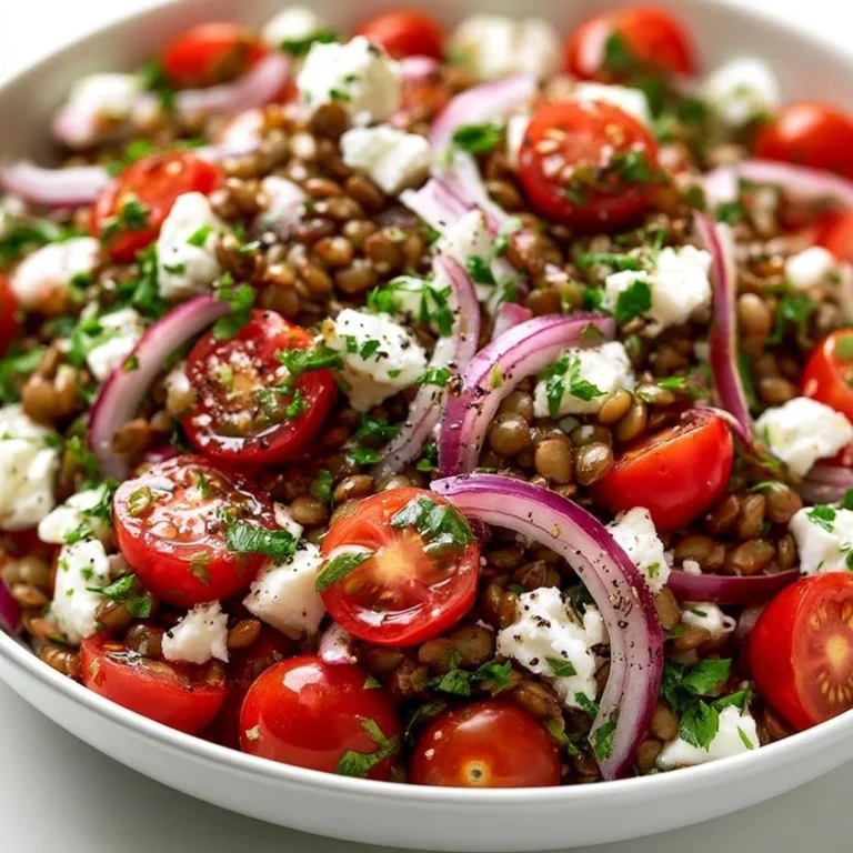 Salade froide de lentilles vertes avec légumes mélangés et vinaigrette