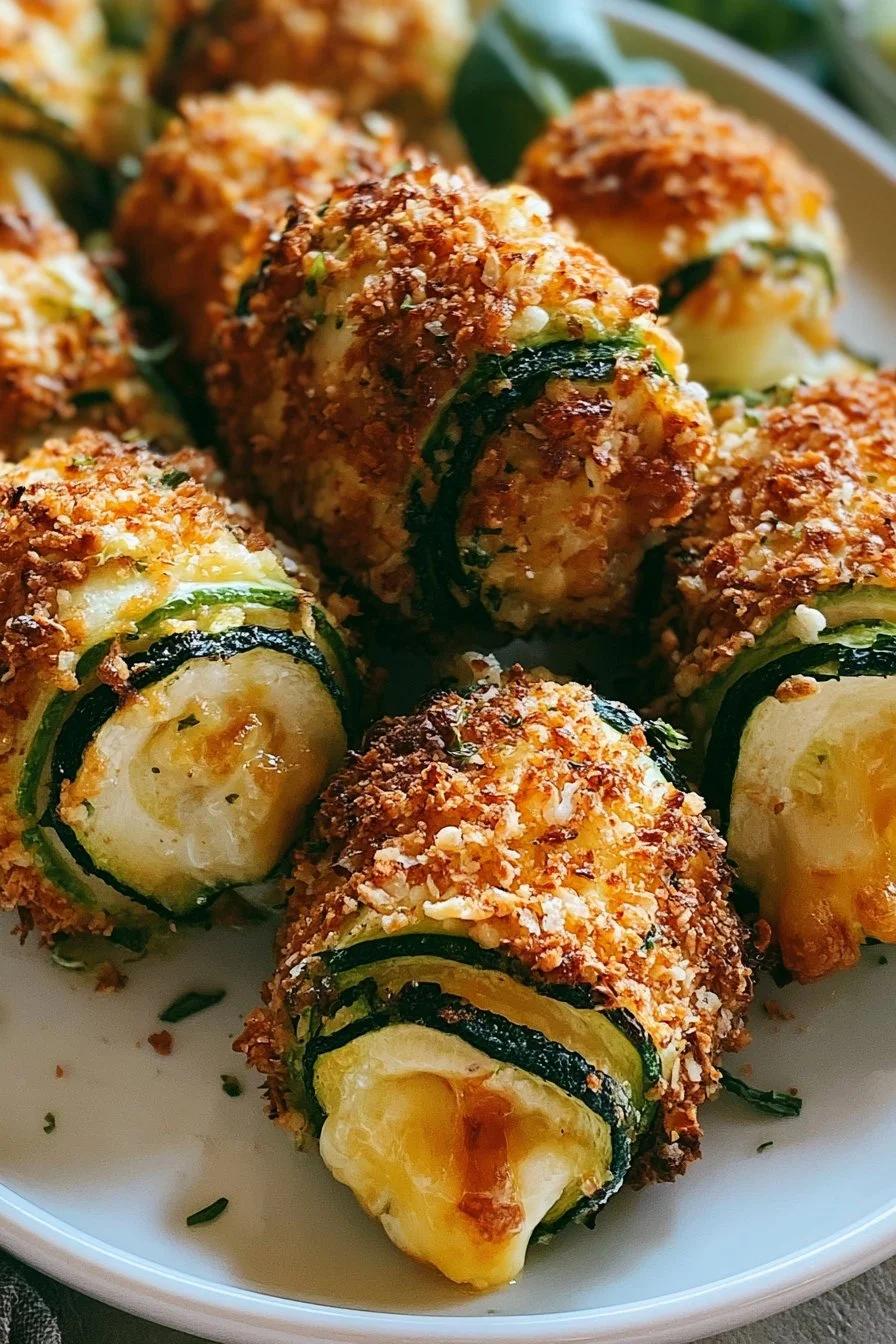Rouleaux de courgette croustillants au fromage, recette rapide et saine