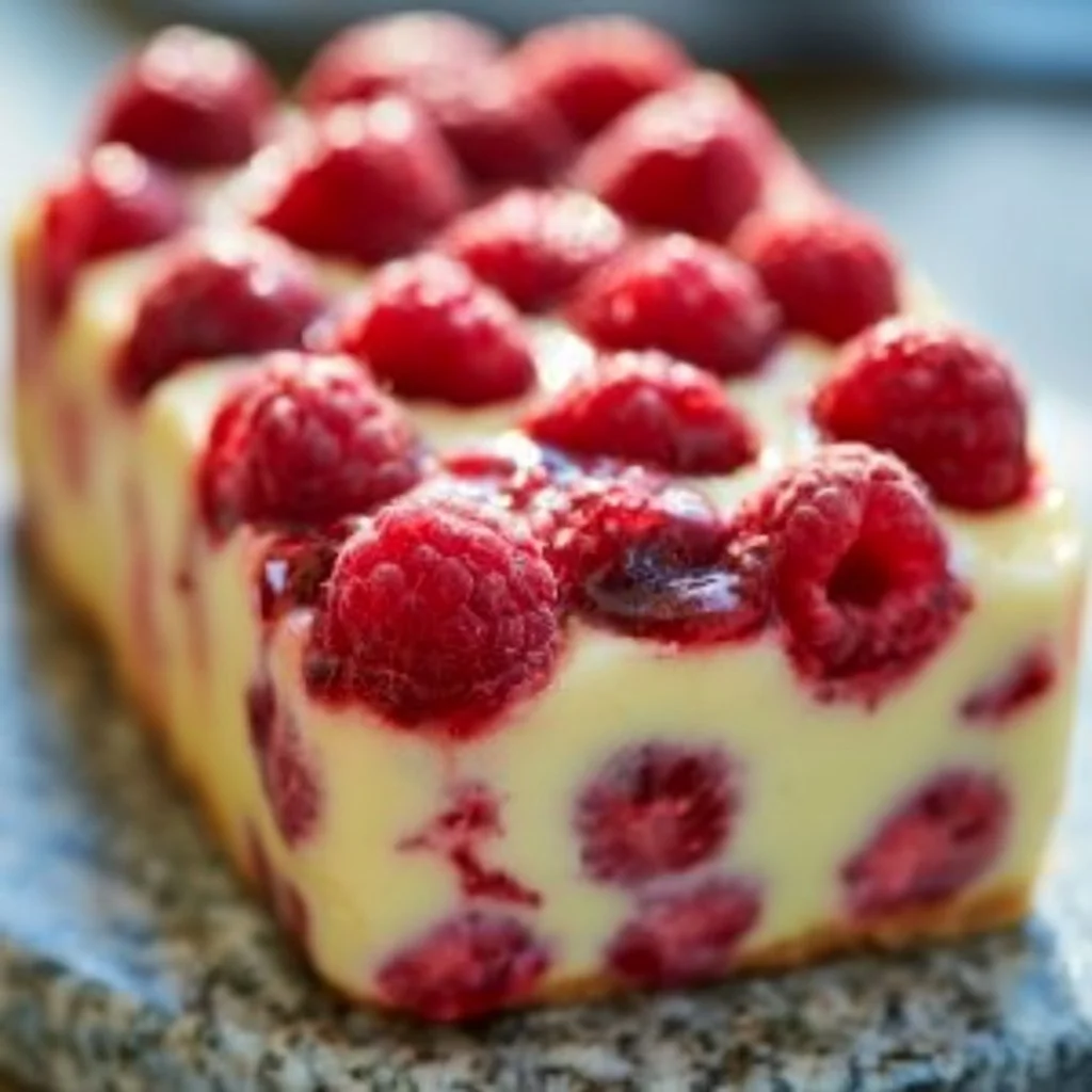 Gâteau fondant à la ricotta, aux framboises et au citron