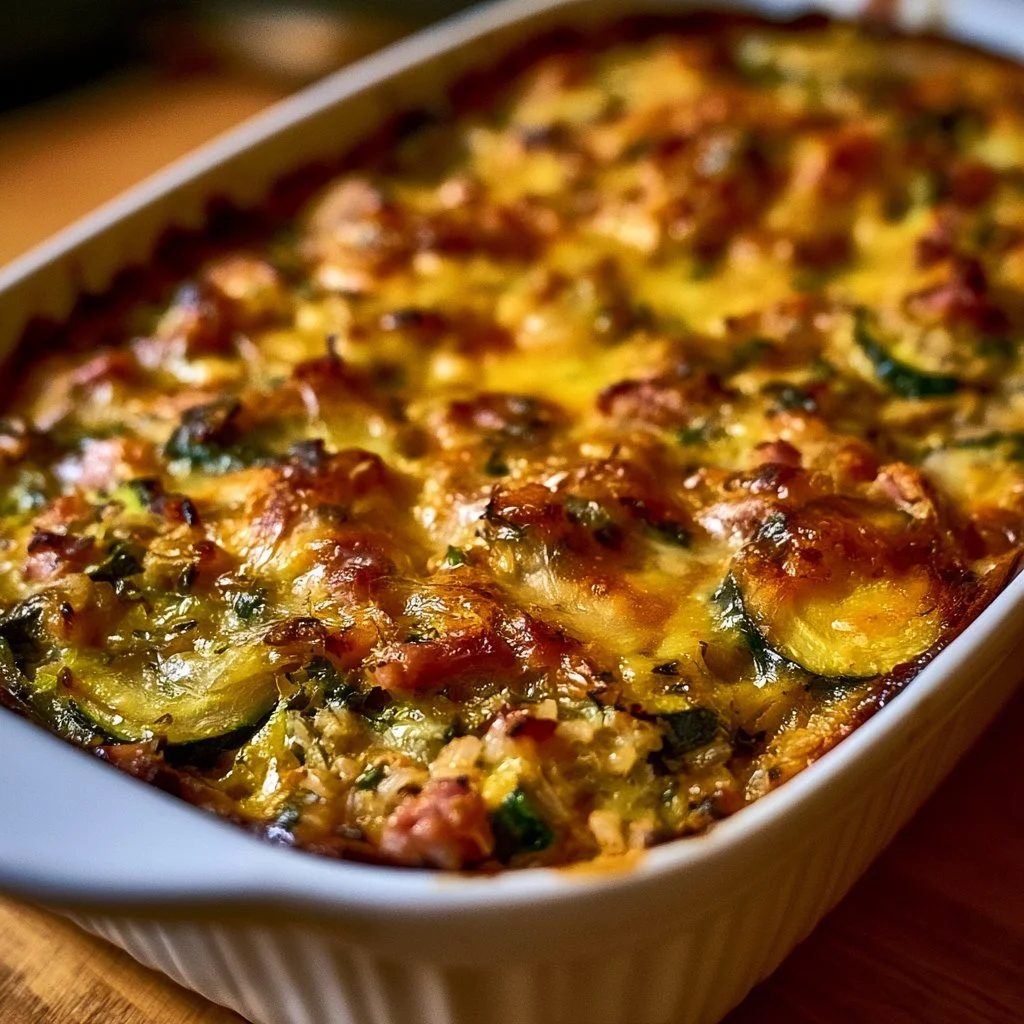 Gratin de Courgettes, Jambon, et Riz