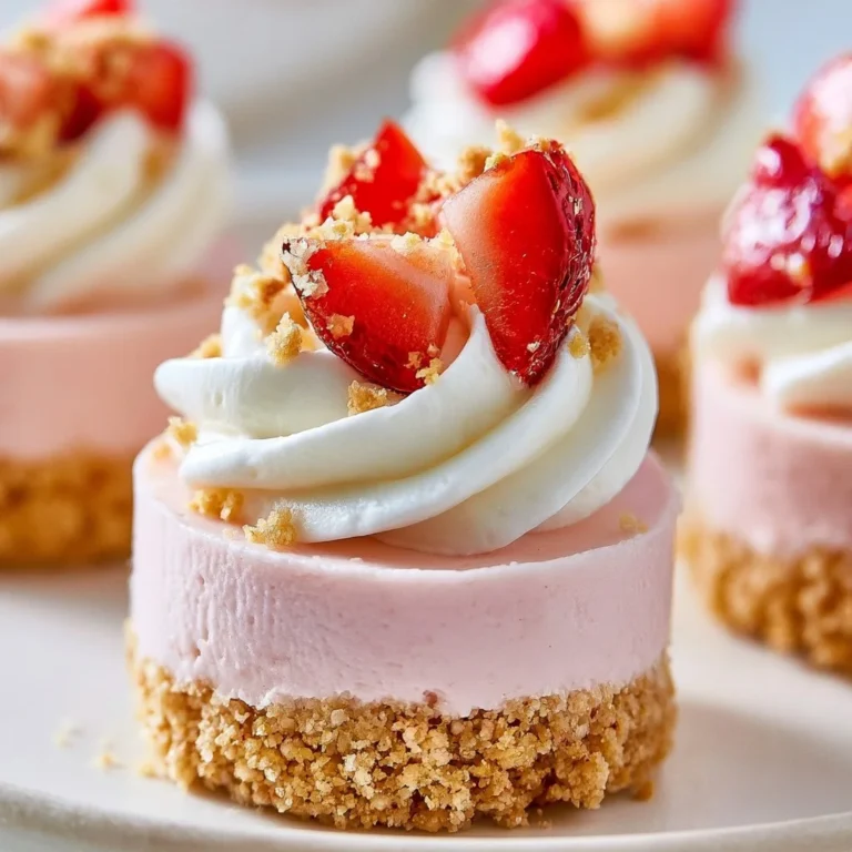 Mini cheesecakes aux fraises sans cuisson sur un plat de dessert