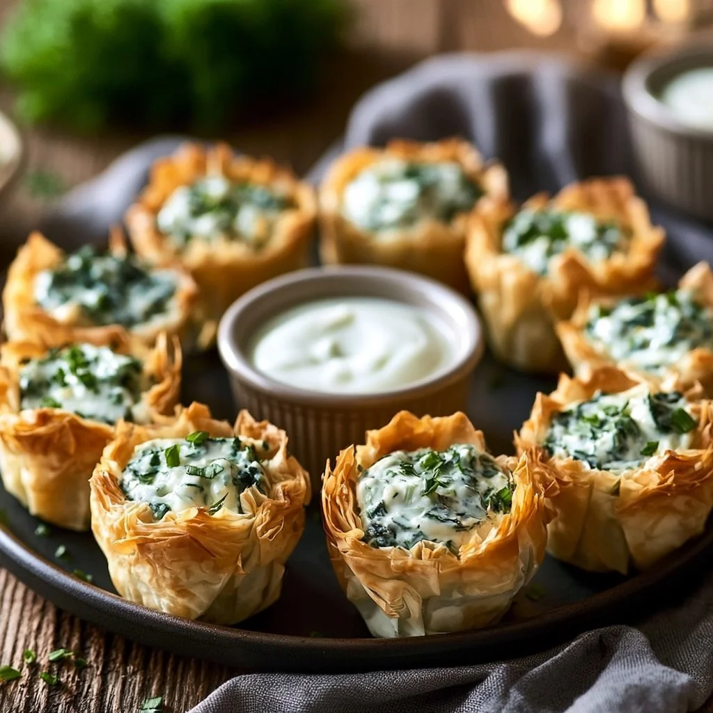 Mini Coupelles de Phyllo Farcies aux Épinards et au Fromage