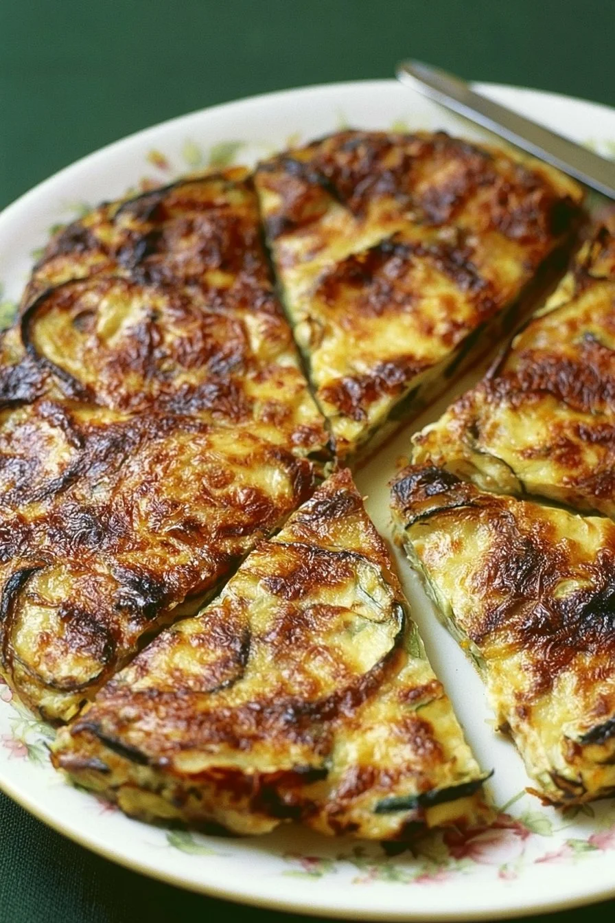 Plat de courgettes au parmesan servi dans une assiette blanche