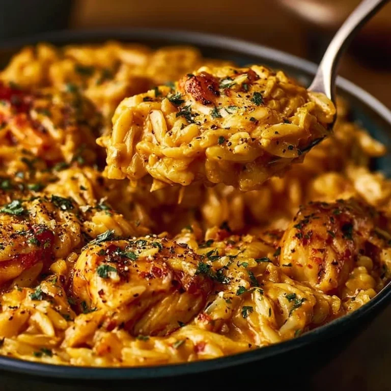 Poulet à l'ail Cajun servi avec orzo crémeux dans une assiette appétissante