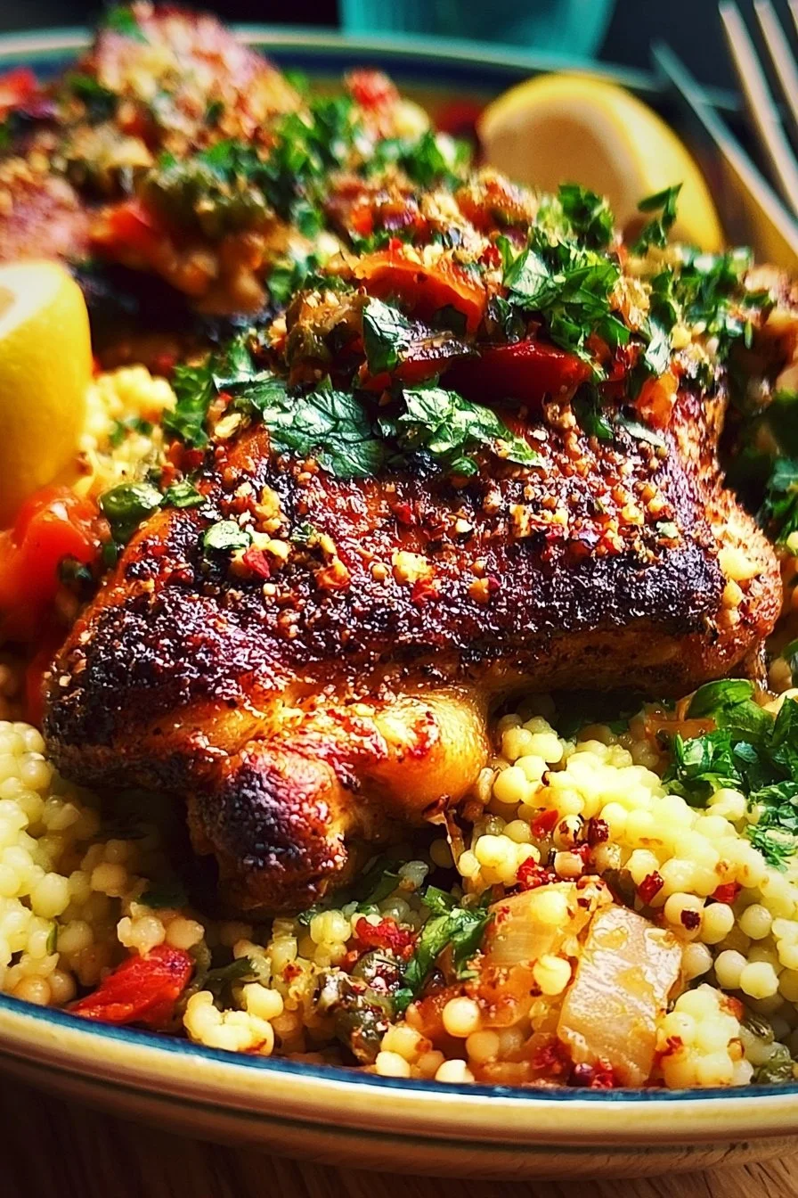 Poulet Méditerranéen et Couscous Irrésistible