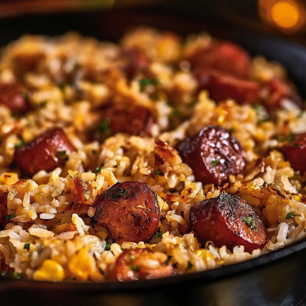Recettes de saucisses fumées avec poulet et riz pour des dîners rapides.
