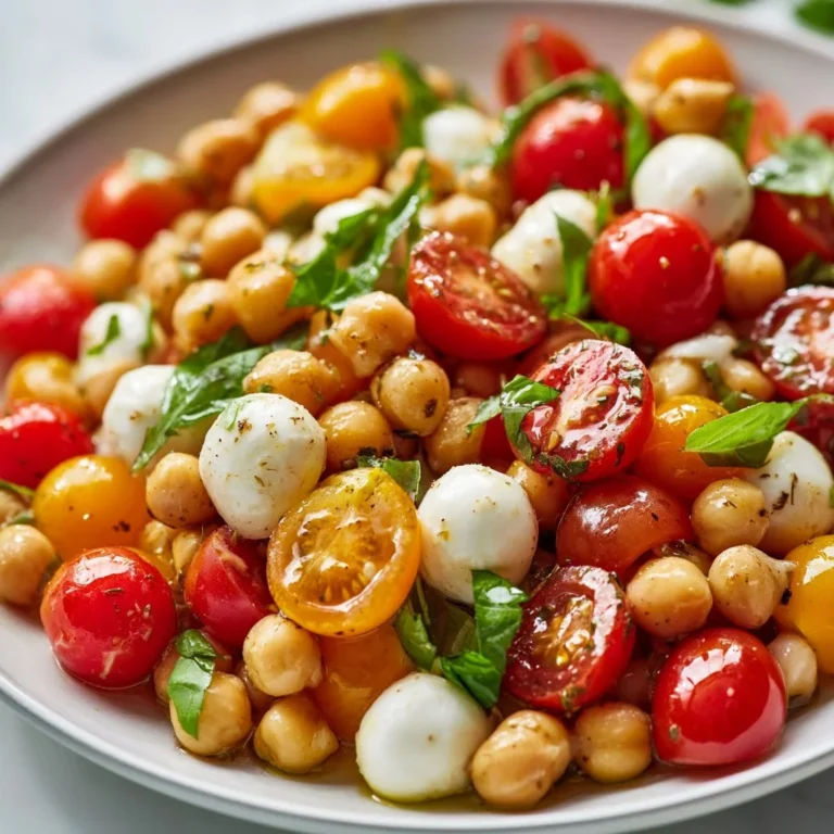 Salade Caprese aux Pois Chiches avec tomate, mozzarella et basilic