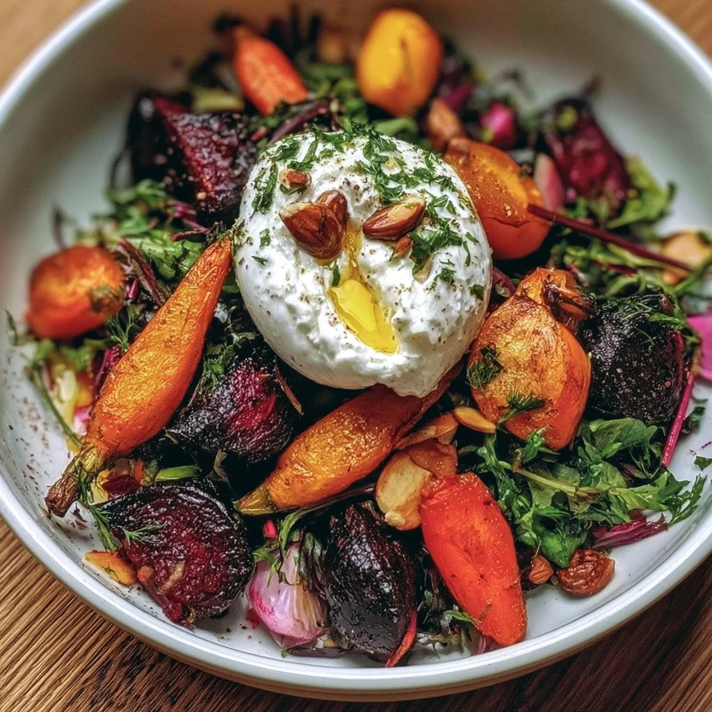Salade de carottes rôties | Betteraves rôties et burrata, Bol de betteraves rôties aux herbes, Légumes