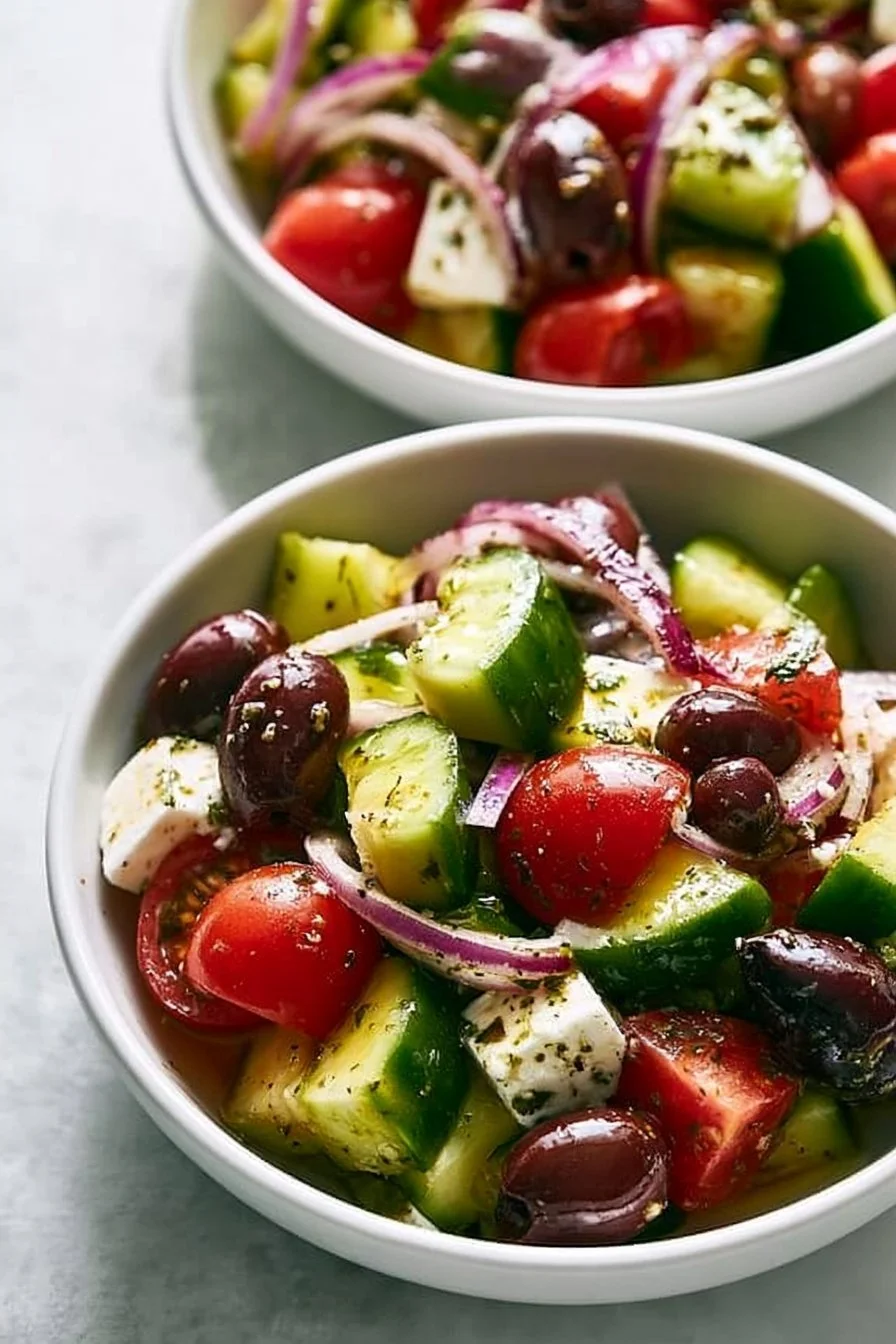 Salade grecque méditerranéenne authentique avec légumes frais et feta
