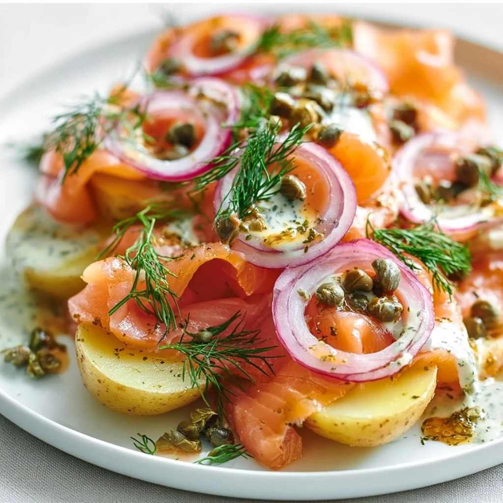 Salade nordique au saumon fumé et pommes de terre ratte