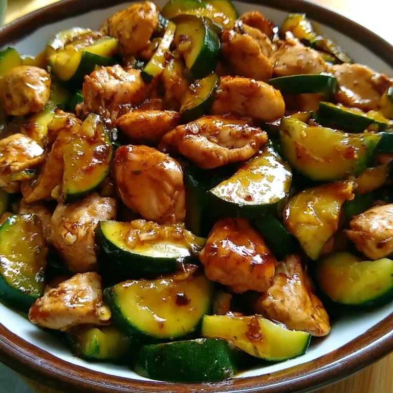 Sauté de poulet et courgette à la sauce soja, plat délicieux et coloré.