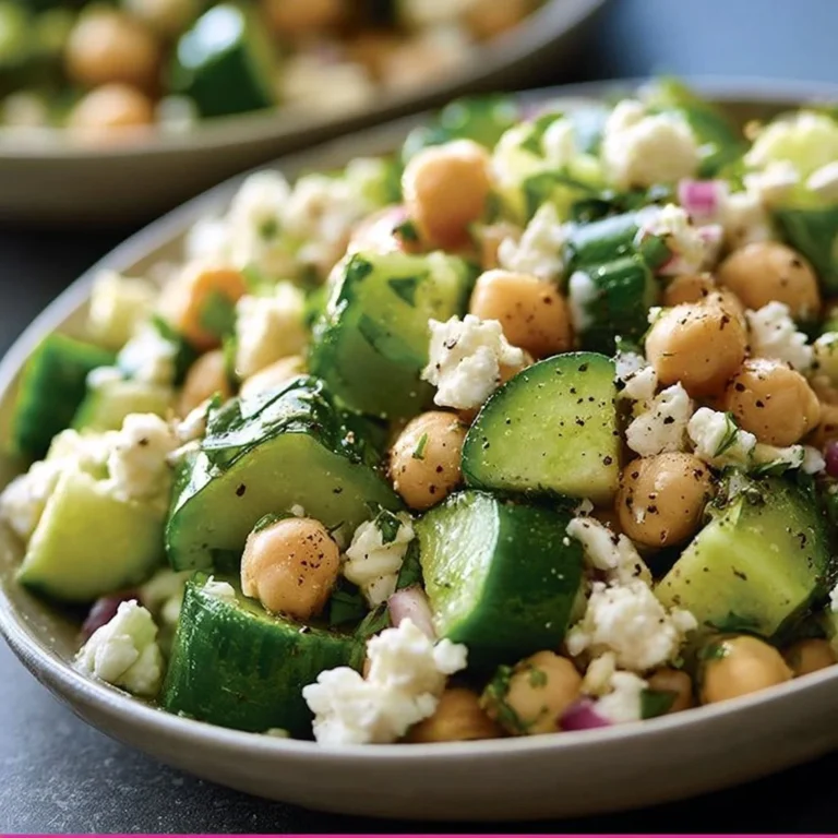 Salade de pois chiches, concombre et feta dans un bol coloré