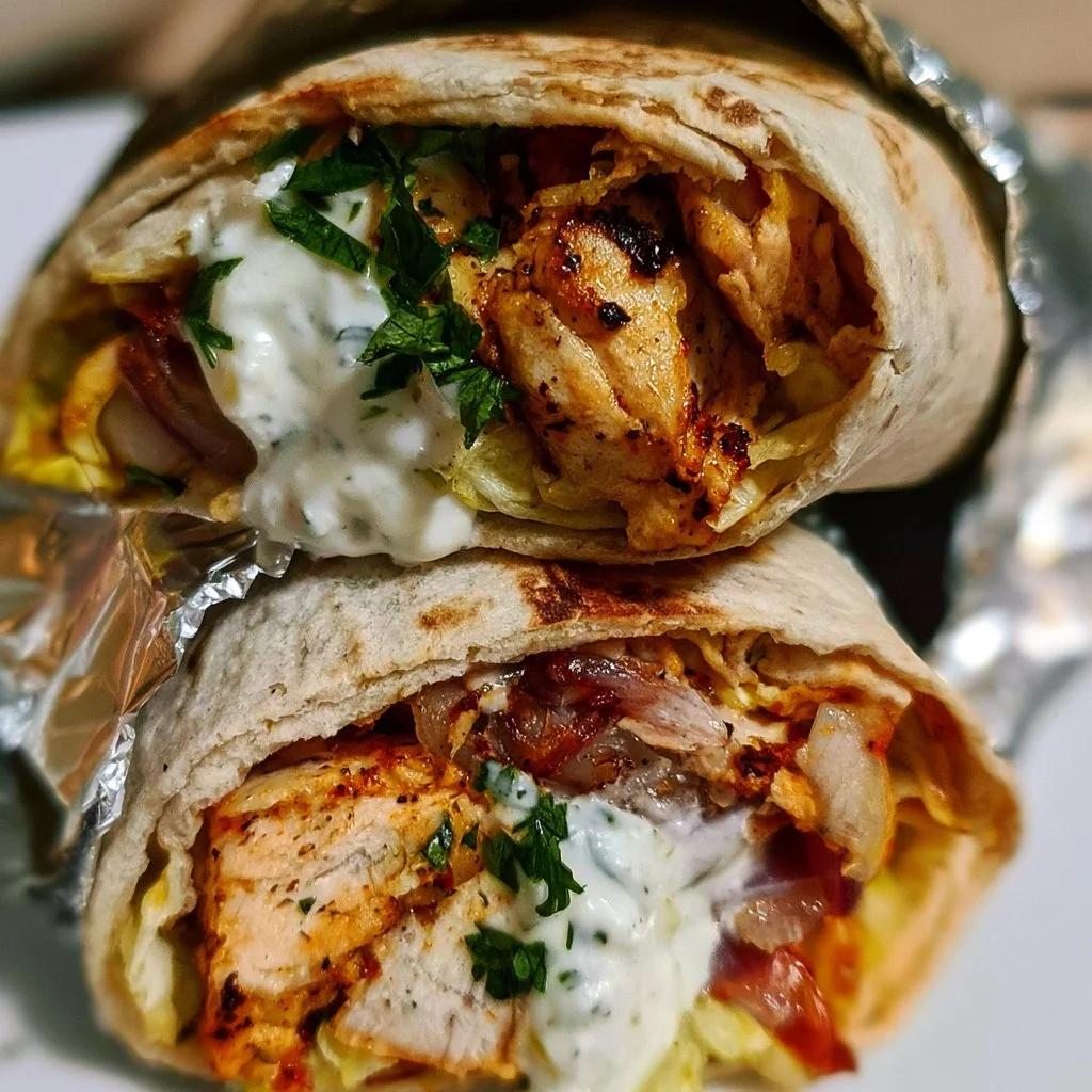 Recette de shawarma de poulet fait maison avec garnitures fraîches