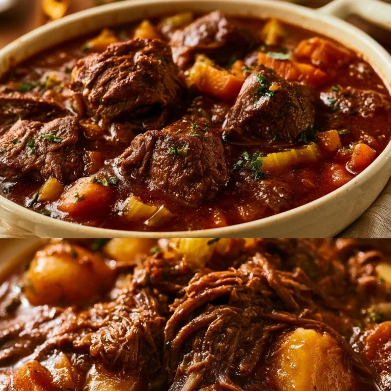 Plat de Stracotto savoureux mijoté avec des légumes et épices