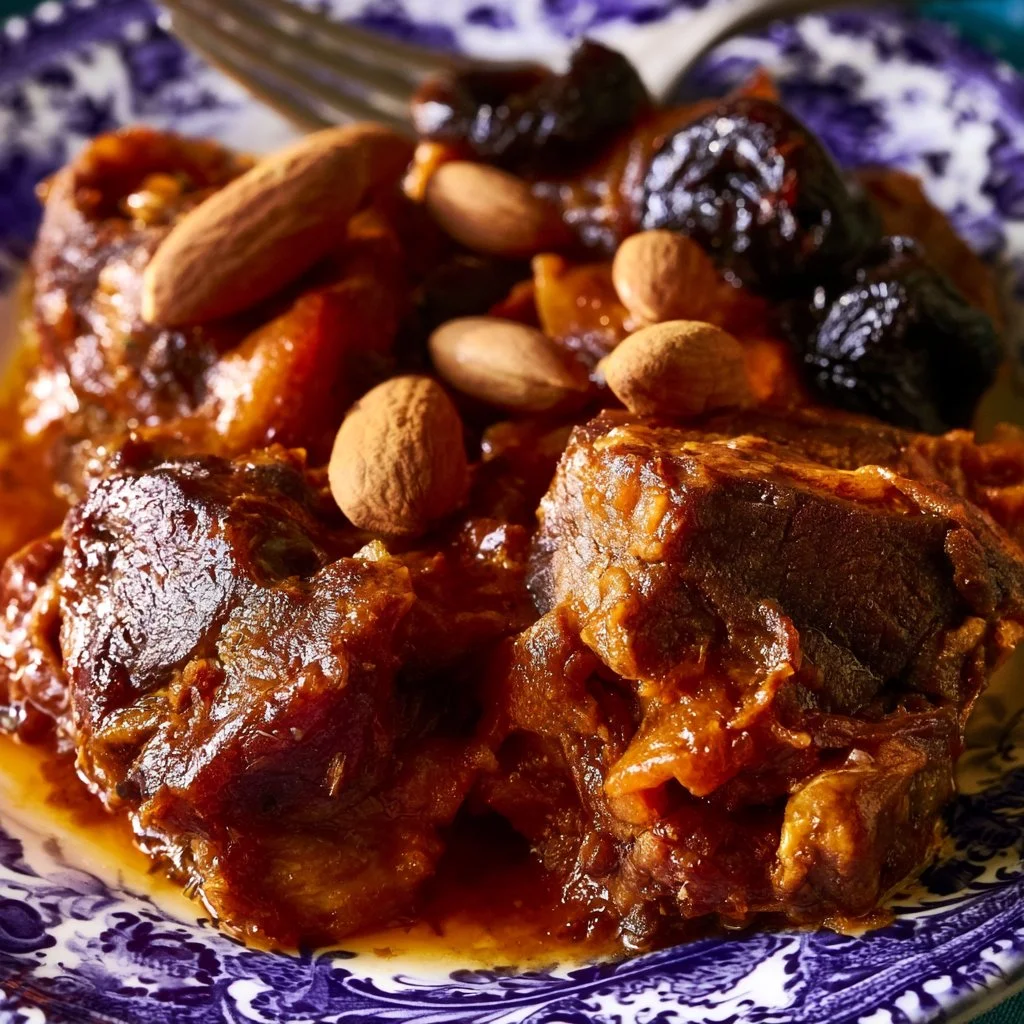 Tajine de veau aux pruneaux et aux amandes
