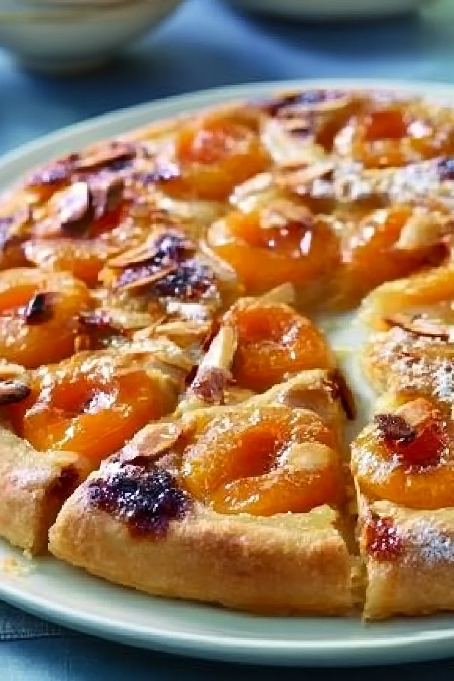Tarte aux abricots dorée et appétissante garnie d'abricots frais