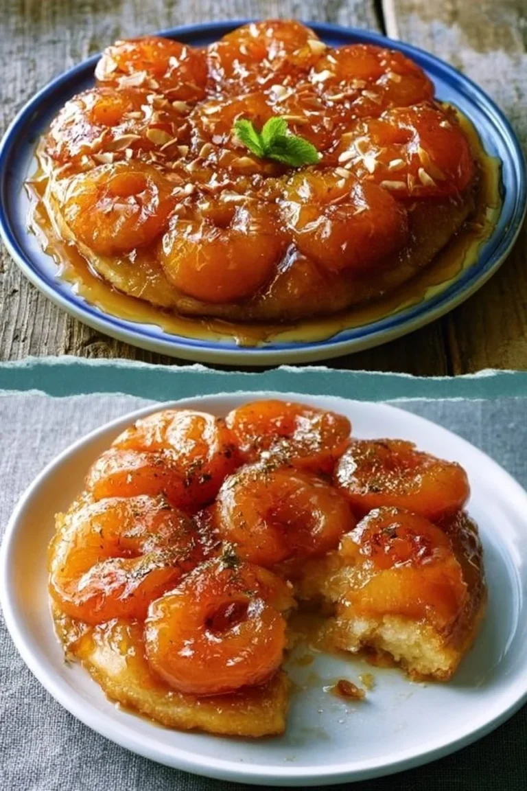 Tarte Tatin aux Abricots délicieuse et caramélisée, présentée sur une assiette.