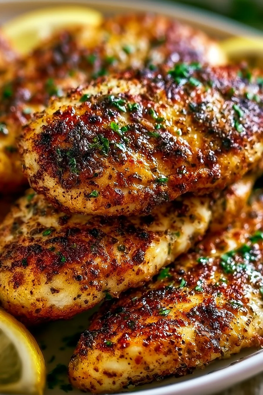 Tendres de poulet méditerranéens prêts à servir avec des herbes aromatiques