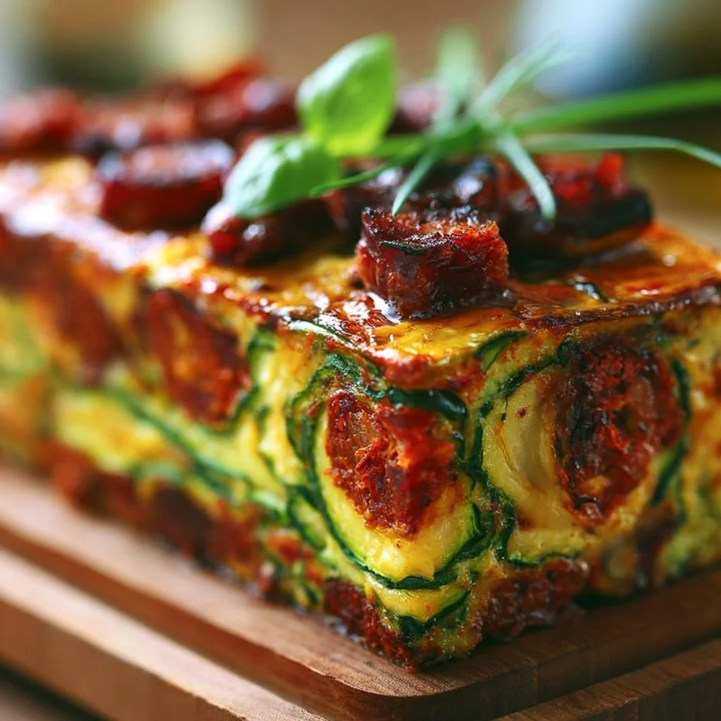 Terrine de courgettes au chorizo, plat coloré et savoureux