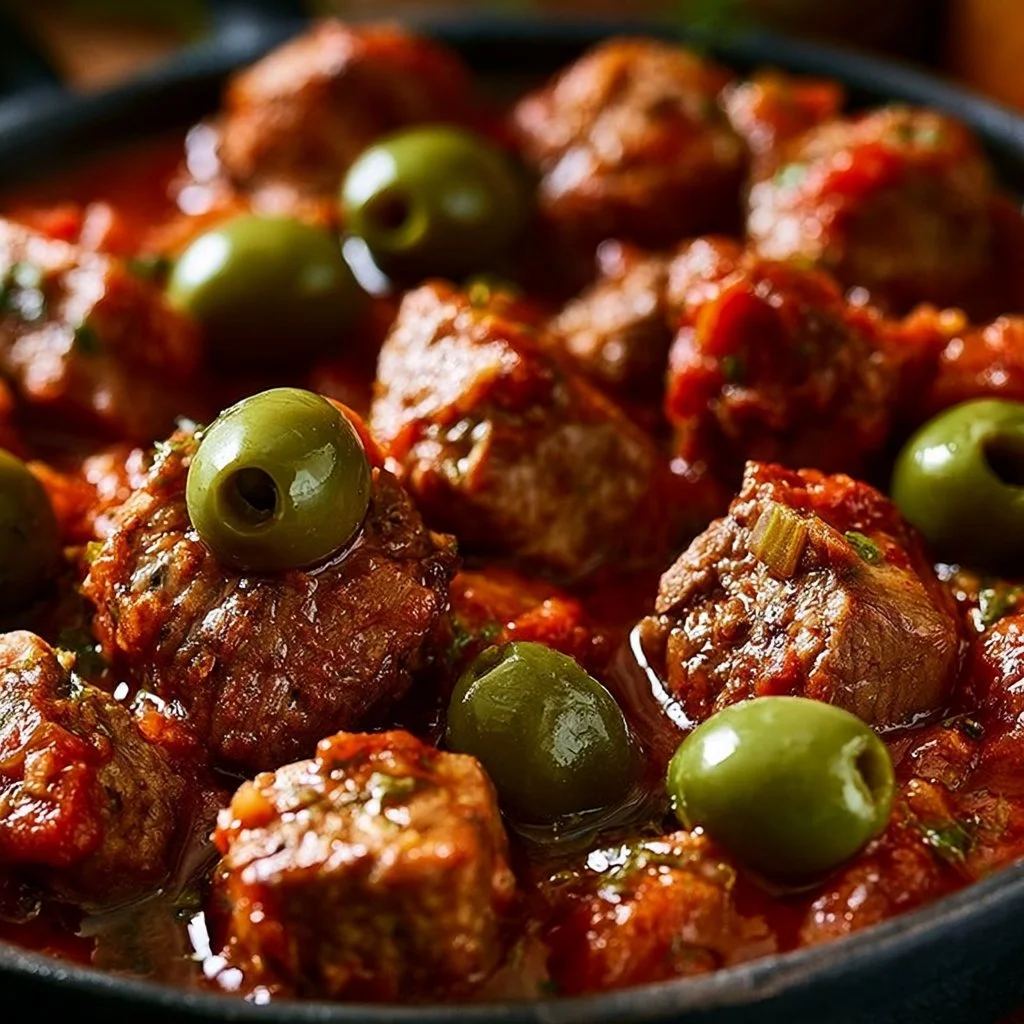 Viande mijotée aux olives et citron