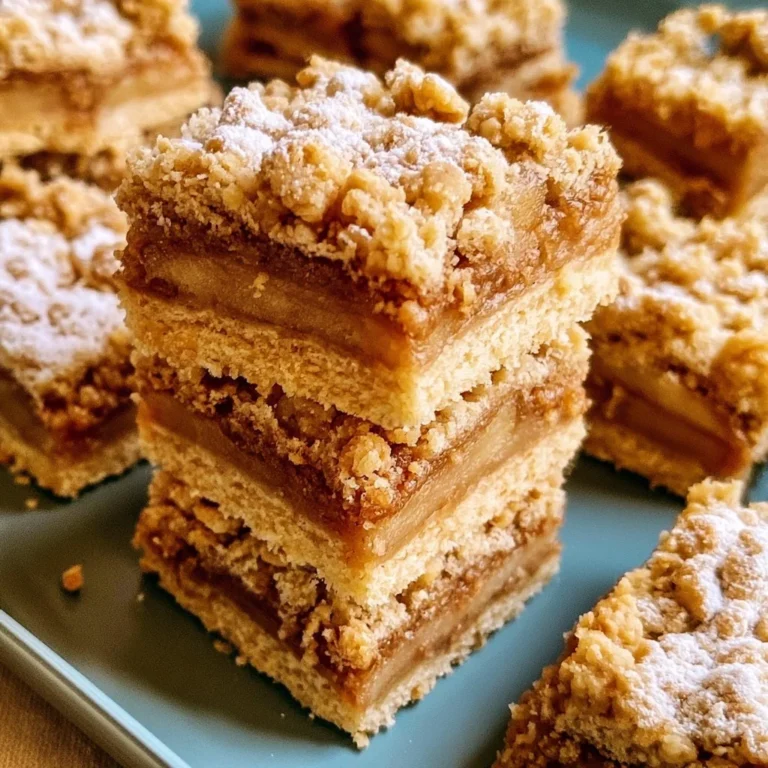 Barres aux pommes fait maison avec des morceaux de pomme et une croûte dorée