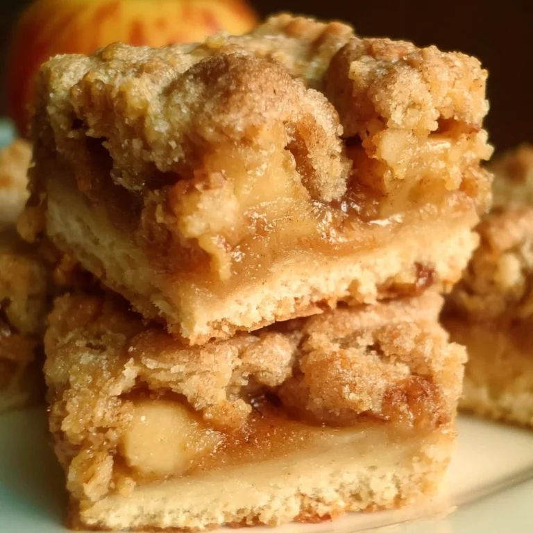 Barres de tarte aux pommes, un dessert savoureux et réconfortant.