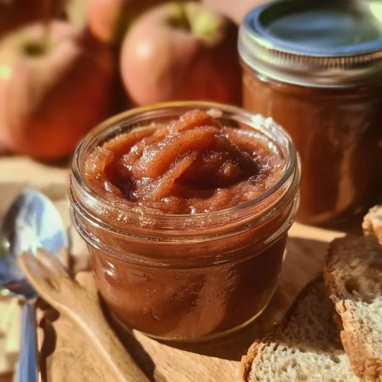 Beurre de pomme fait maison, tartiné sur du pain frais.