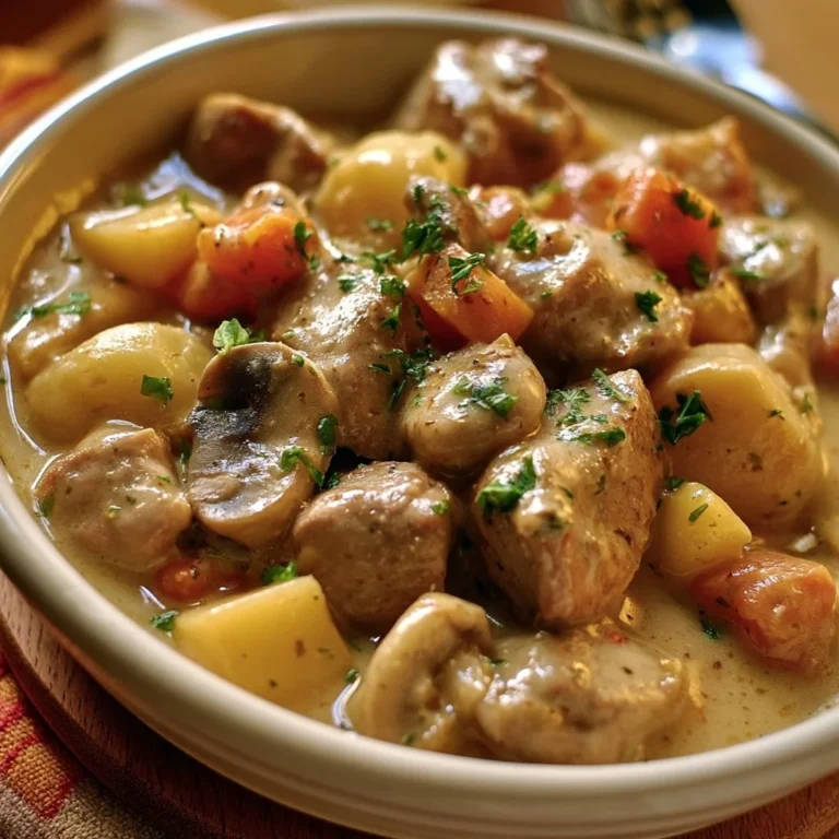 Delicious Blanquette de Veau served with vegetables in a creamy sauce