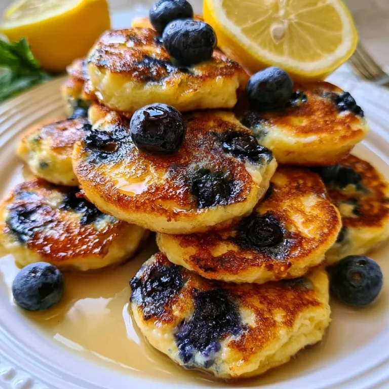 Bouchées de pancakes au citron et aux bleuets avec fromage cottage