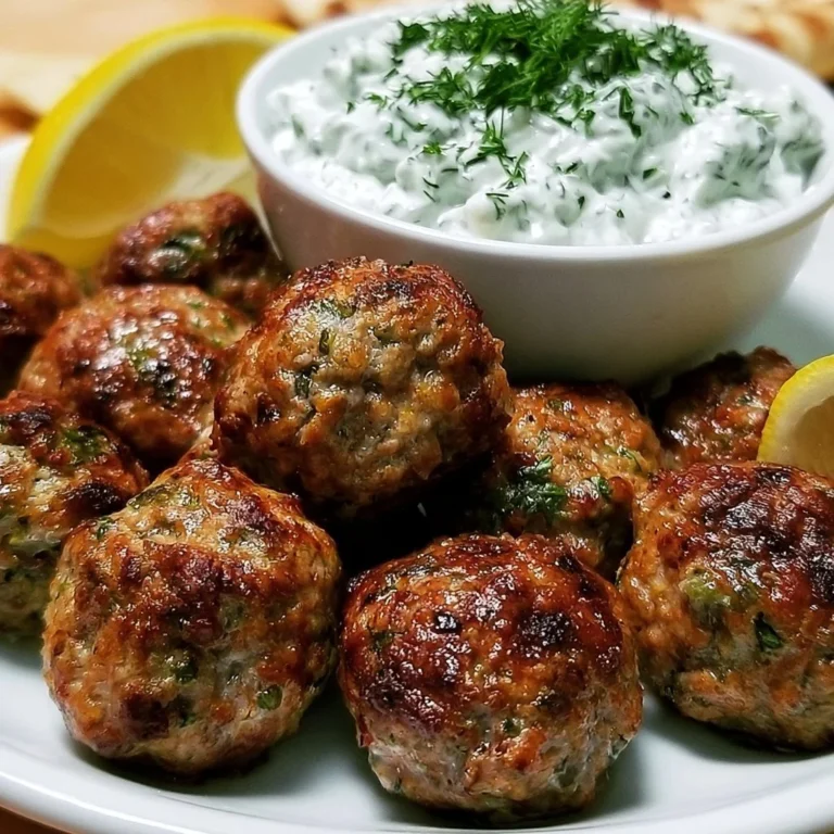 Boulettes grecques servies avec sauce tzatziki, délicieuses à l'apéritif.