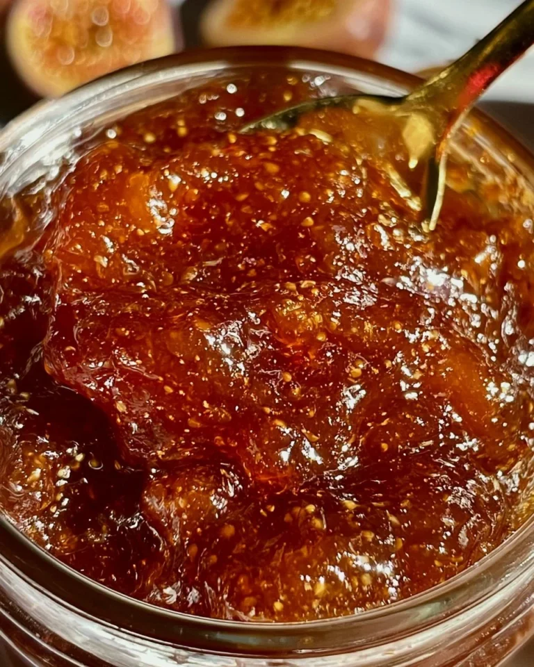 Pot de confiture de figues au miel sur une table en bois