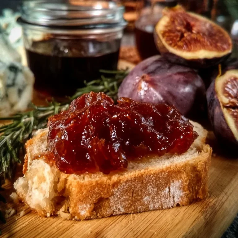 Confiture de figues au romarin et vin rouge dans un bocal