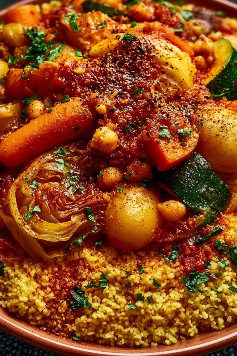 Couscous Marocain aux 7 légumes, plat traditionnel marocain riche en saveurs