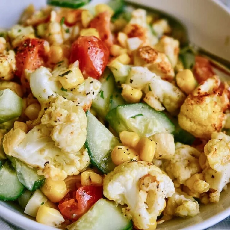 Salade de chou-fleur croustillante avec maïs et concombre
